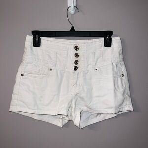 White high waisted shorts with buttons, wax jeans, size small